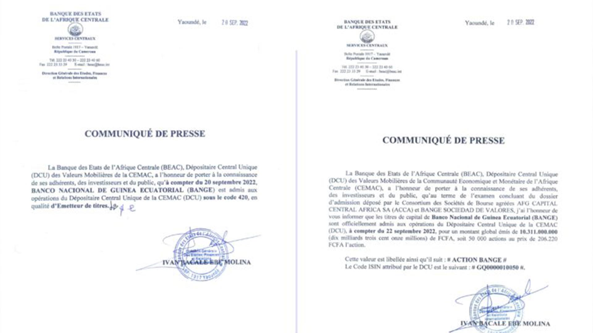 BANGE, primera empresa de Guinea Ecuatorial en cotizar en la Bolsa de Valores de África Central (BVMAC)